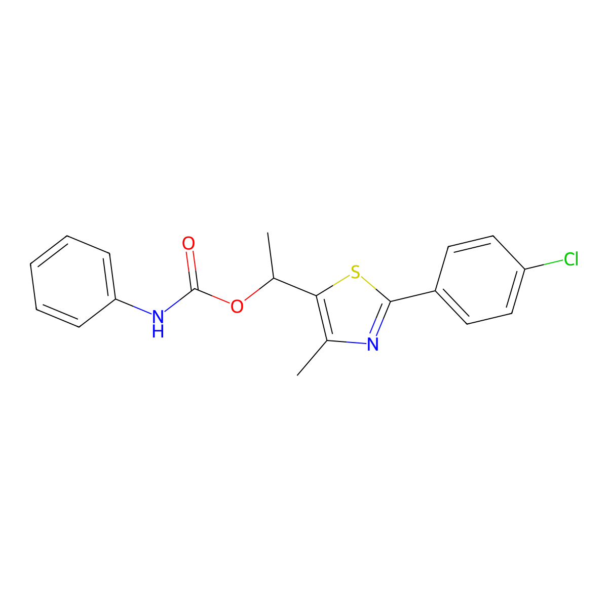 1-[2-(4-chlorophenyl)-4-methyl-1,3-thiazol-5-yl]ethyl N-phenylcarbamate molecular structure, CAS 439111-31-6