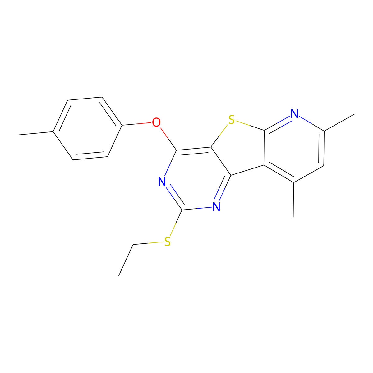 2-(Ethylsulfanyl)-7,9-dimethyl-4-(4-methylphenoxy)pyrido[3',2':4,5]thieno[3,2-d]pyrimidine molecular structure, CAS 439111-34-9