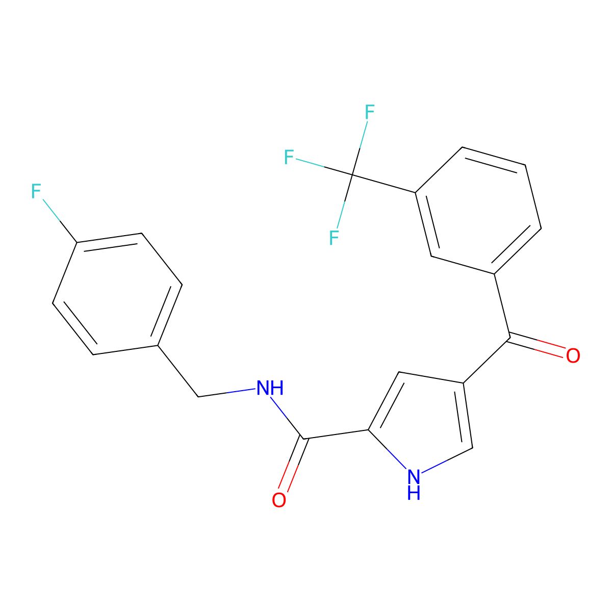 N-(4-fluorobenzyl)-4-[3-(trifluoromethyl)benzoyl]-1H-pyrrole-2-carboxamide molecular structure, CAS 439111-42-9