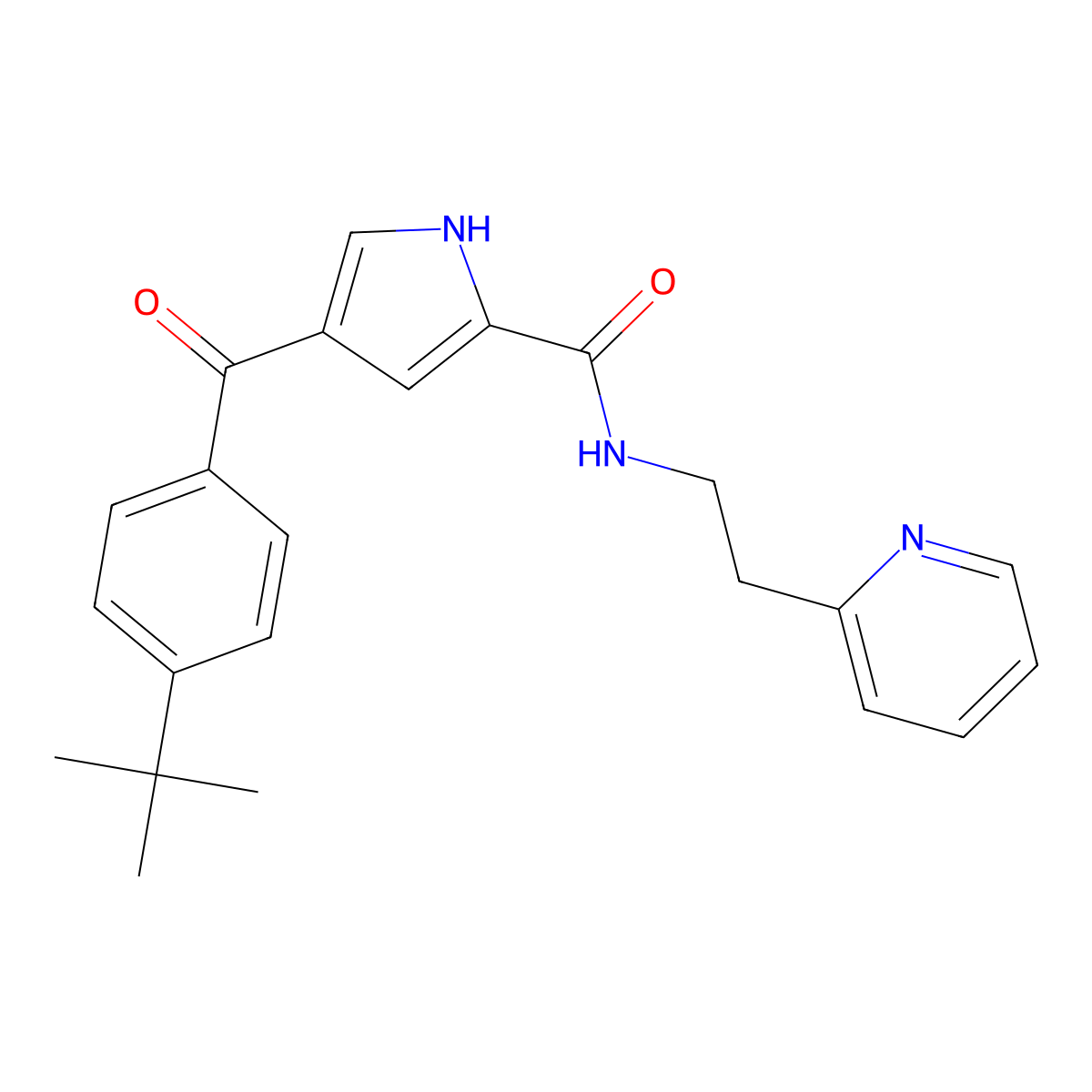 4-[(4-tert-butylphenyl)-oxomethyl]-N-[2-(2-pyridinyl)ethyl]-1H-pyrrole-2-carboxamide molecular structure, CAS 439111-46-3