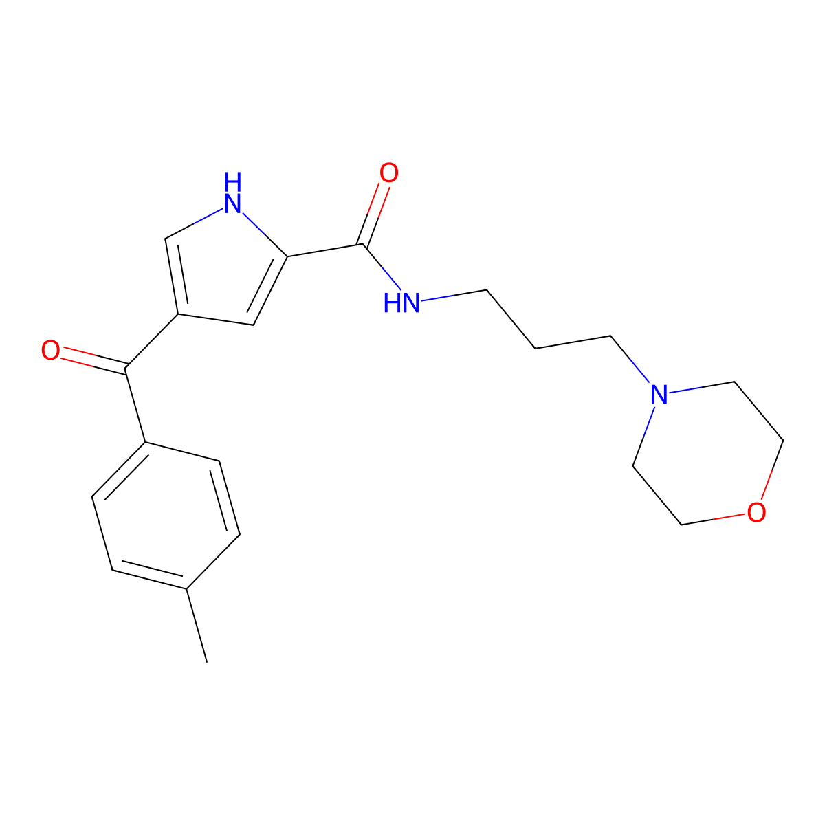 4-(4-methylbenzoyl)-N-(3-morpholinopropyl)-1H-pyrrole-2-carboxamide molecular structure, CAS 439111-63-4