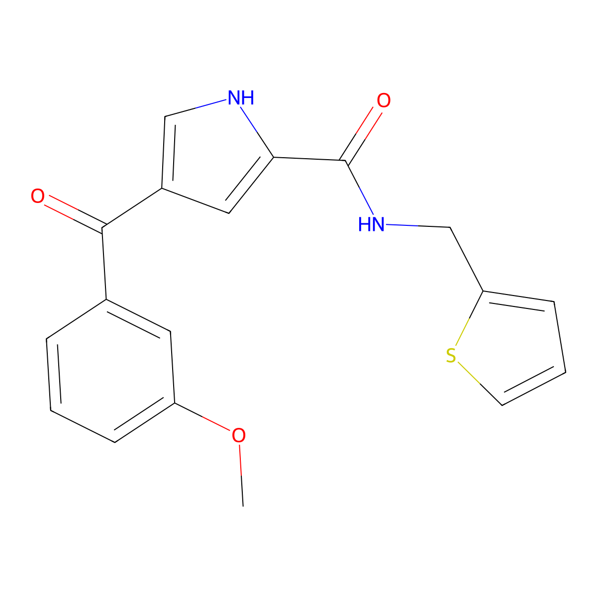 4-(3-methoxybenzoyl)-N-(2-thienylmethyl)-1H-pyrrole-2-carboxamide molecular structure, CAS 439111-67-8