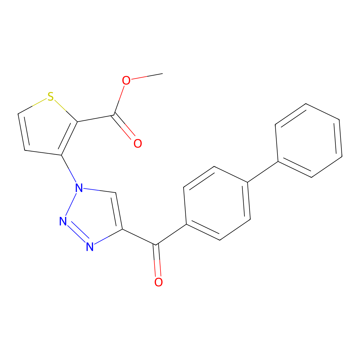 methyl 3-[4-([1,1'-biphenyl]-4-ylcarbonyl)-1H-1,2,3-triazol-1-yl]-2-thiophenecarboxylate molecular structure, CAS 439111-70-3