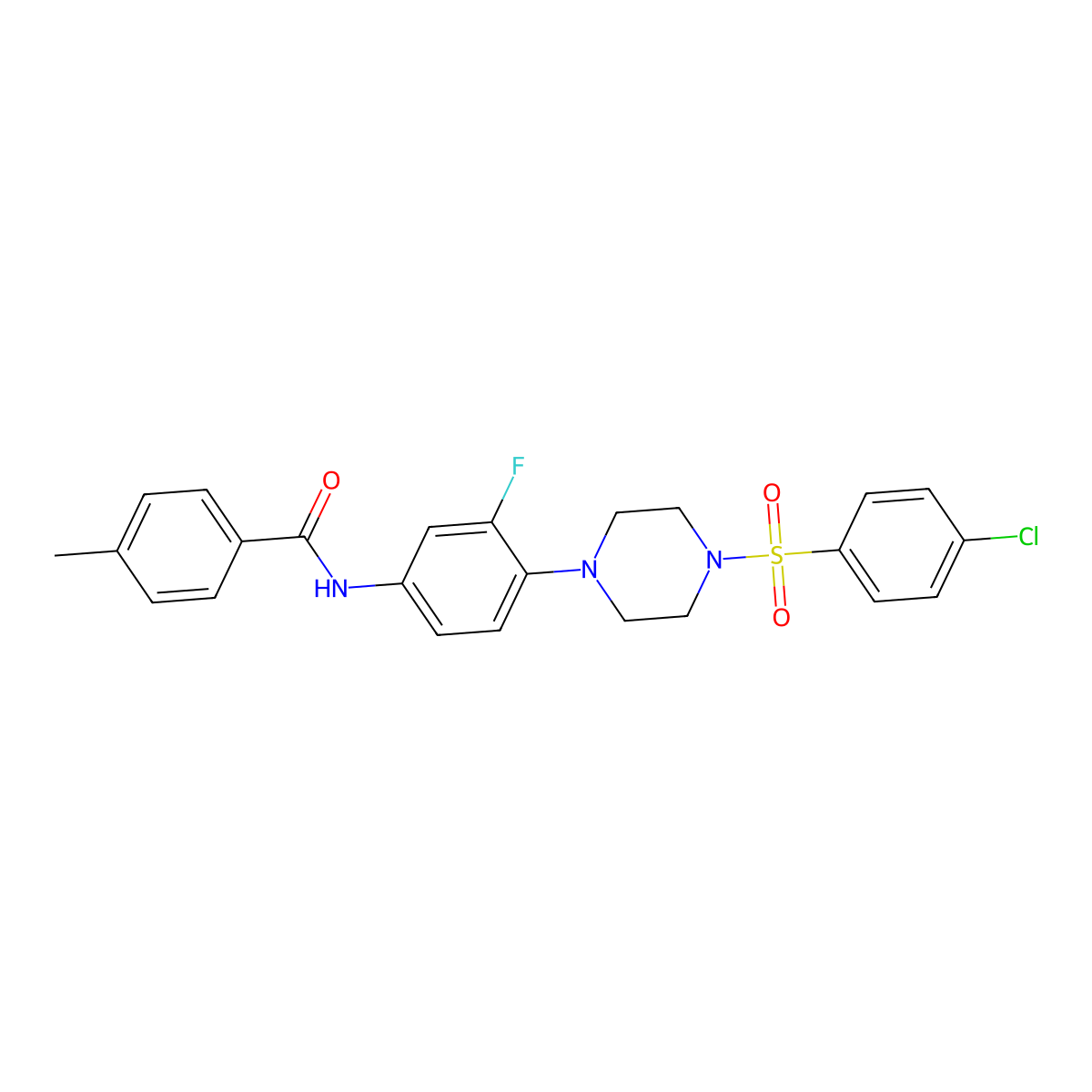 N-(4-{4-[(4-chlorophenyl)sulfonyl]piperazino}-3-fluorophenyl)-4-methylbenzenecarboxamide molecular structure, CAS 439111-74-7