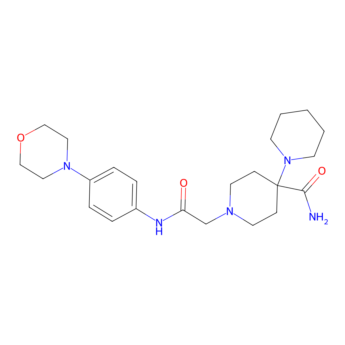 1-[2-(4-Morpholinoanilino)2-oxoethyl]-4-piperidino-4-piperidinecarboxamide molecular structure, CAS 439111-76-9