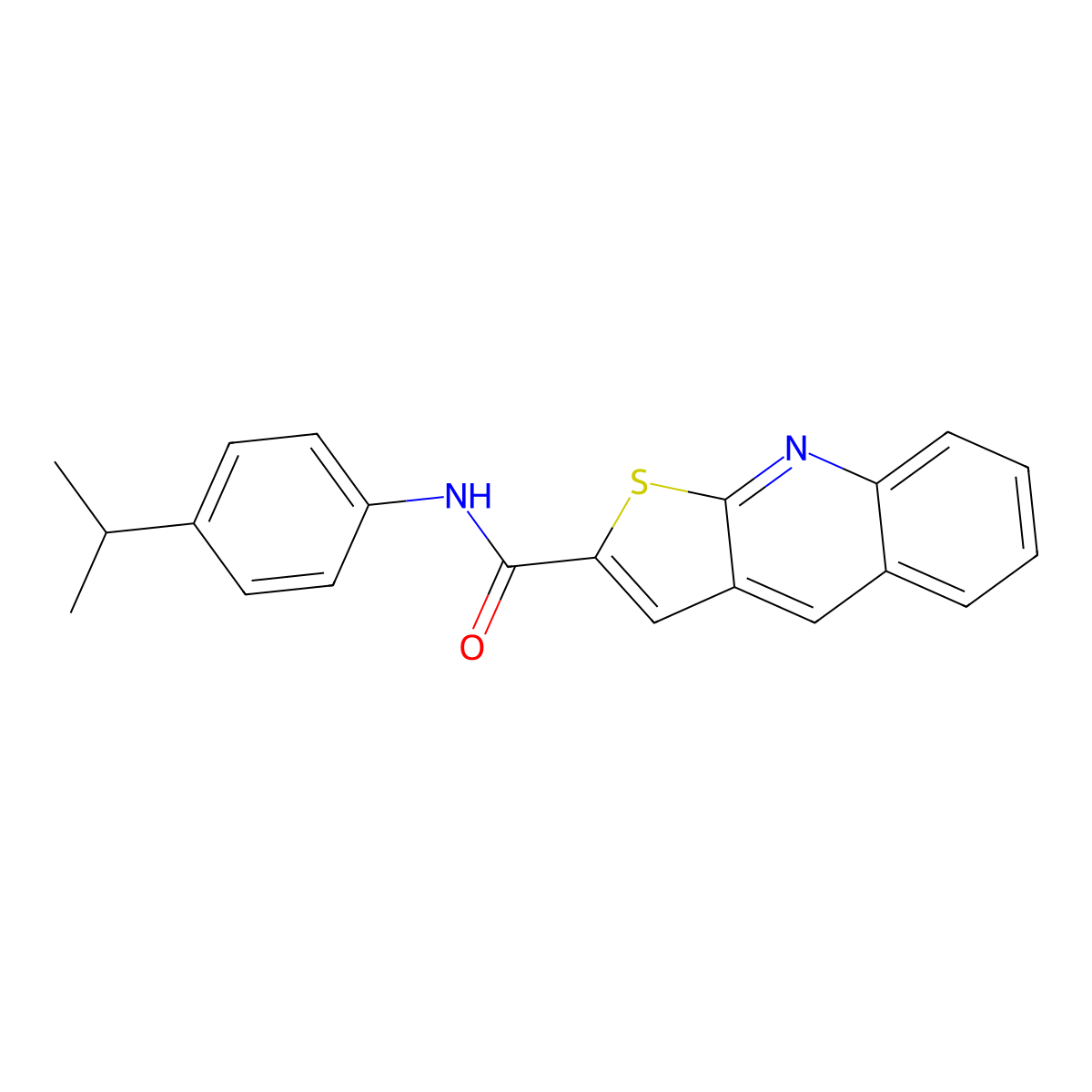 N-(4-isopropylphenyl)thieno[2,3-b]quinoline-2-carboxamide molecular structure, CAS 439111-78-1