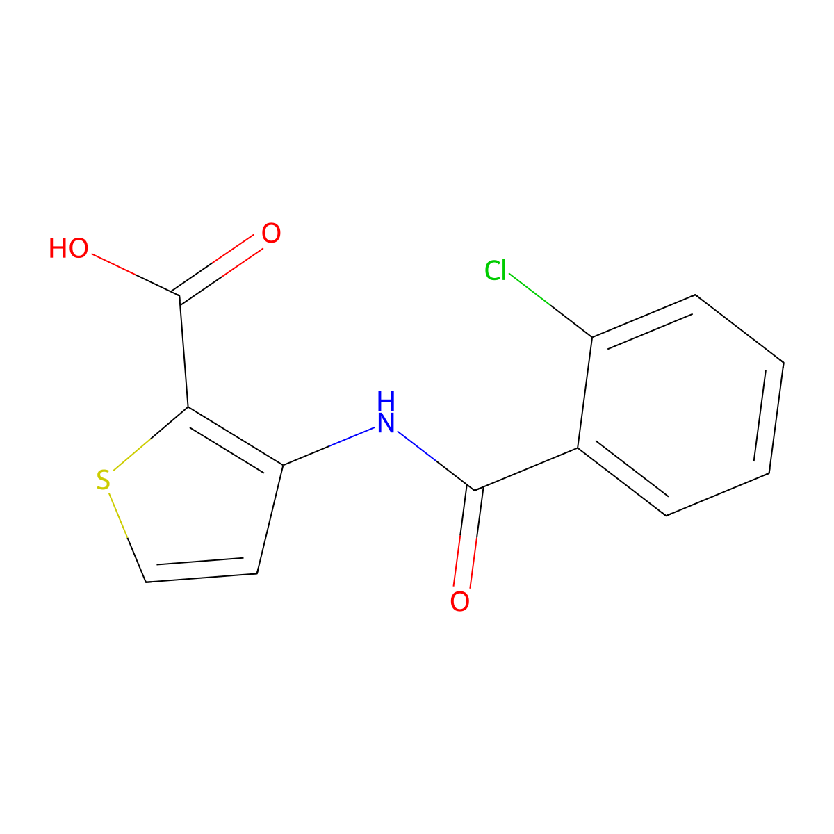3-(2-Chlorobenzamido)thiophene-2-carboxylic acid molecular structure, CAS 439111-81-6