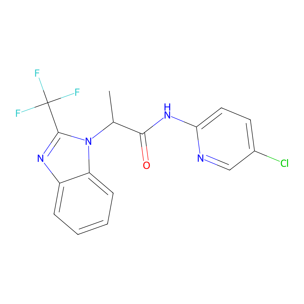 N-(5-chloro-2-pyridinyl)-2-[2-(trifluoromethyl)-1H-1,3-benzimidazol-1-yl]propanamide molecular structure, CAS 439111-83-8