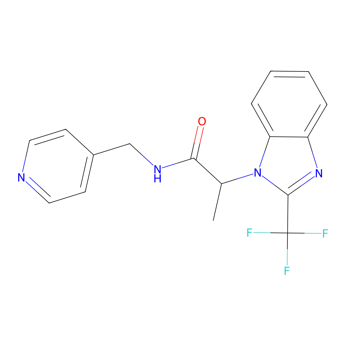 N-(4-pyridinylmethyl)-2-[2-(trifluoromethyl)-1H-1,3-benzimidazol-1-yl]propanamide molecular structure, CAS 439111-84-9