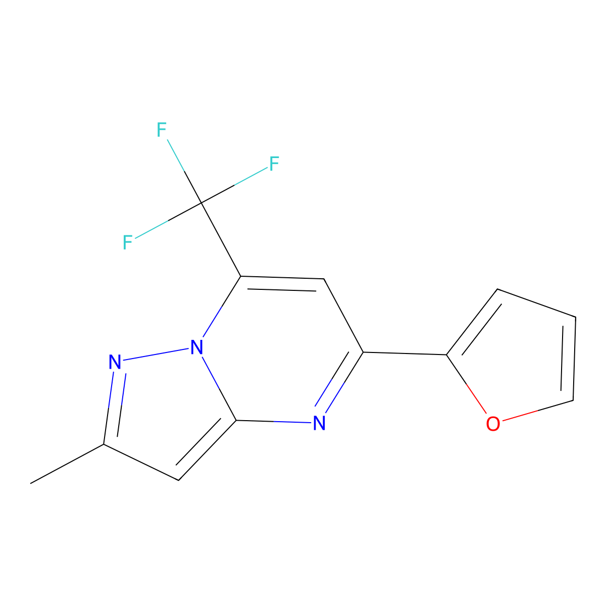 5-(2-Furyl)-2-methyl-7-(trifluoromethyl)pyrazolo[1,5-a]pyrimidine molecular structure, CAS 439111-88-3