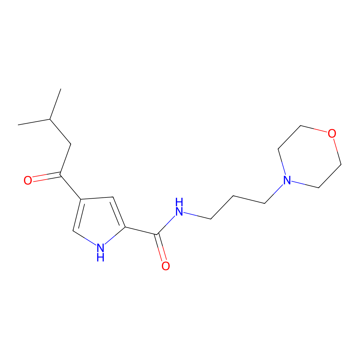 4-(3-methylbutanoyl)-N-(3-morpholinopropyl)-1H-pyrrole-2-carboxamide molecular structure, CAS 439111-92-9