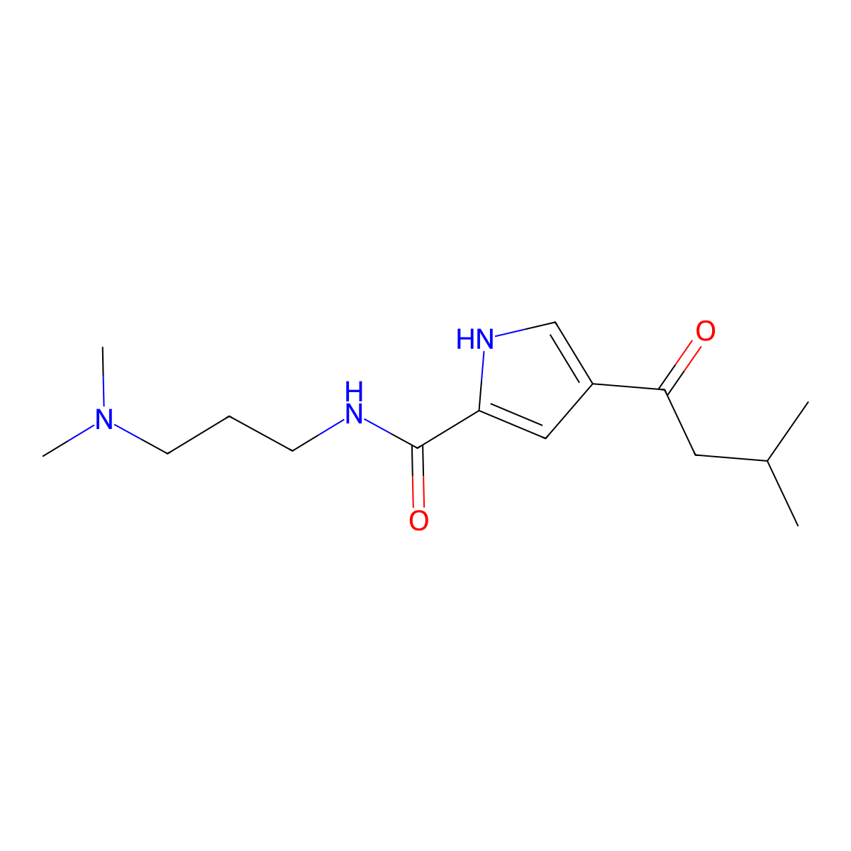 N-[3-(dimethylamino)propyl]-4-(3-methylbutanoyl)-1H-pyrrole-2-carboxamide molecular structure, CAS 439111-93-0