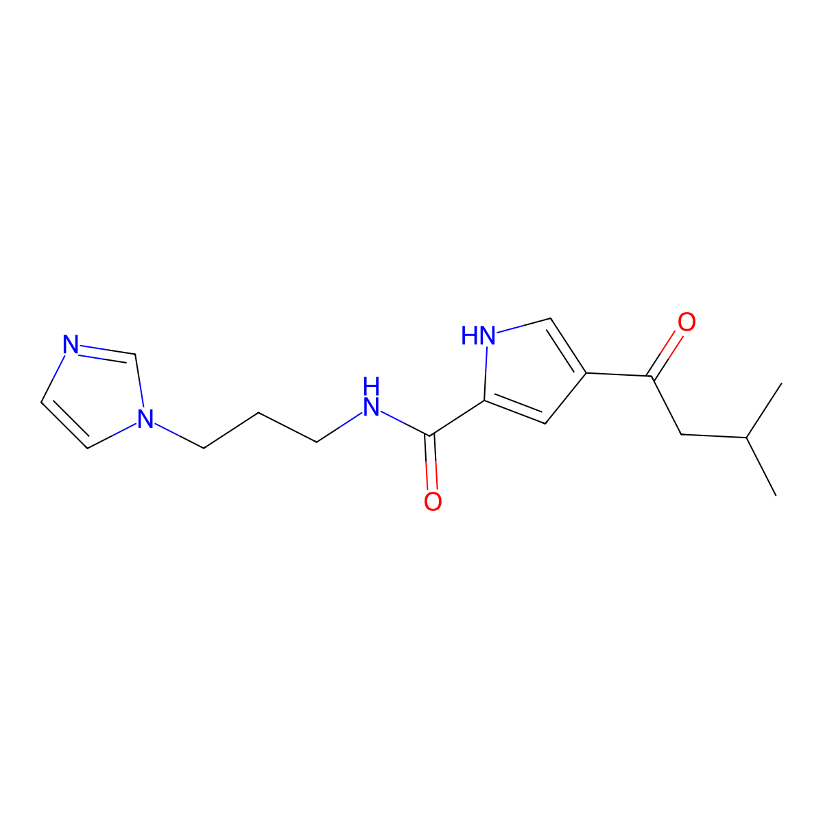 N-[3-(1H-imidazol-1-yl)propyl]-4-(3-methylbutanoyl)-1H-pyrrole-2-carboxamide molecular structure, CAS 439111-95-2