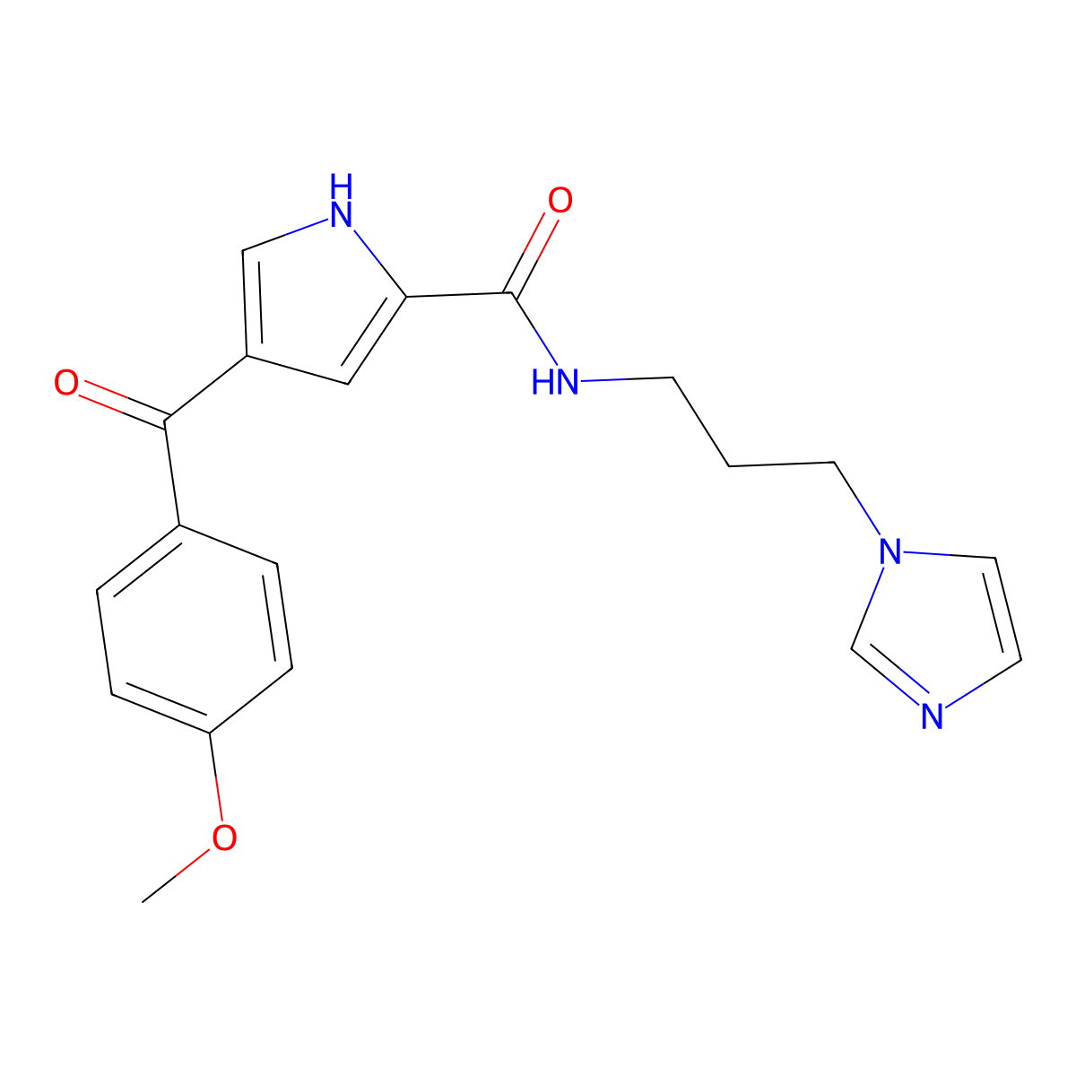 N-[3-(1H-imidazol-1-yl)propyl]-4-(4-methoxybenzoyl)-1H-pyrrole-2-carboxamide molecular structure, CAS 439111-97-4