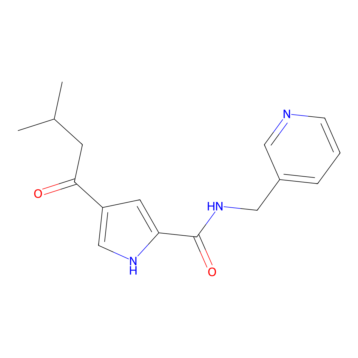 4-(3-methylbutanoyl)-N-(3-pyridinylmethyl)-1H-pyrrole-2-carboxamide molecular structure, CAS 439111-98-5