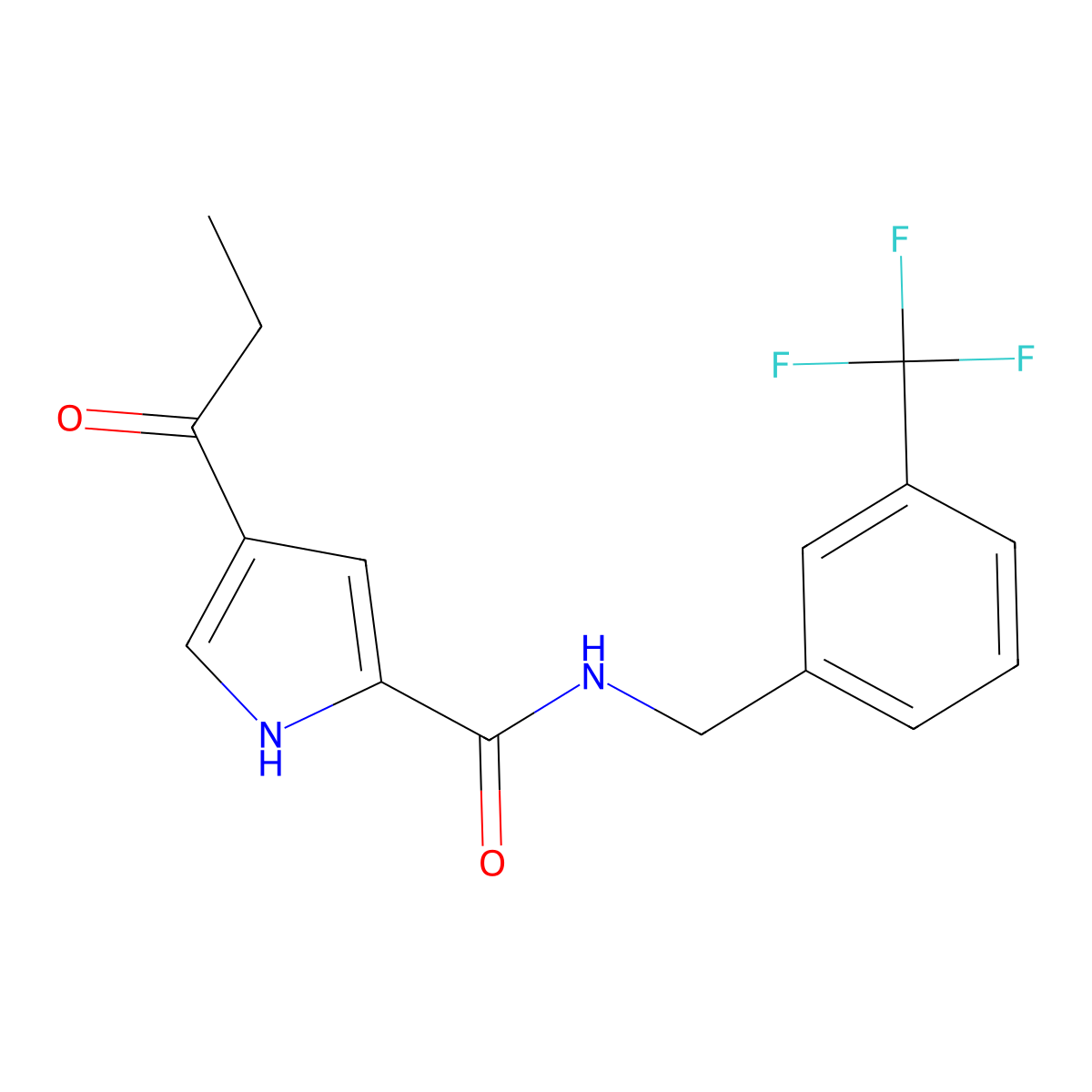 4-propionyl-N-[3-(trifluoromethyl)benzyl]-1H-pyrrole-2-carboxamide molecular structure, CAS 439111-99-6