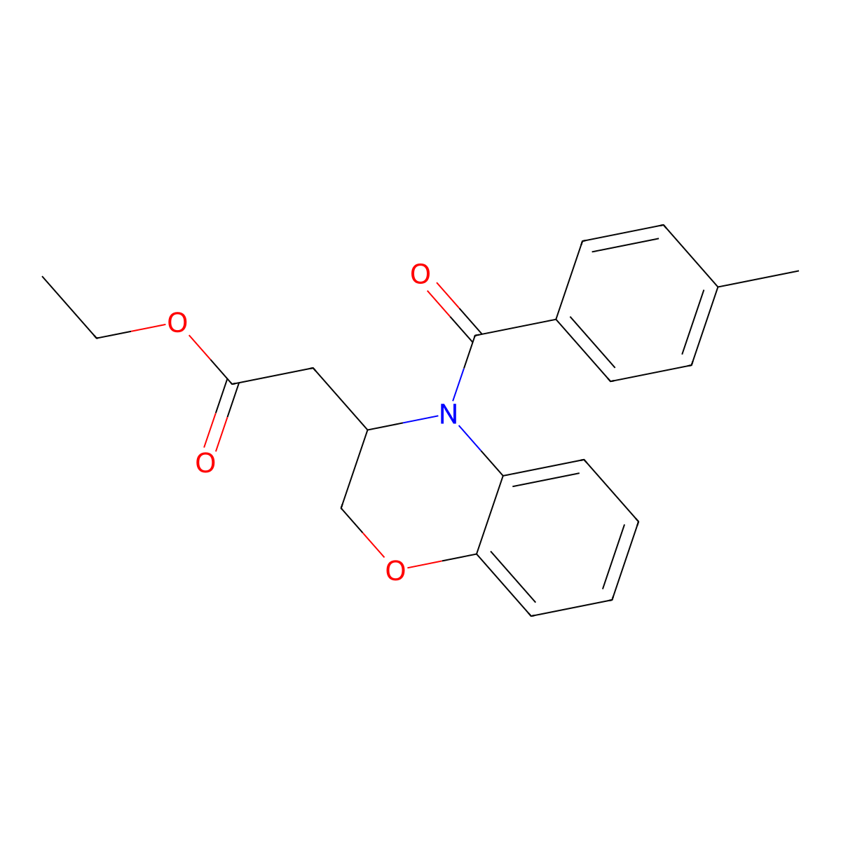 ethyl 2-[4-(4-methylbenzoyl)-3,4-dihydro-2H-1,4-benzoxazin-3-yl]acetate molecular structure, CAS 439112-01-3