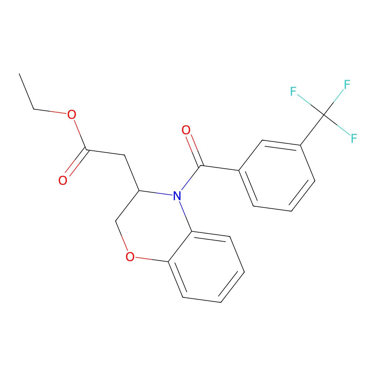 ethyl 2-{4-[3-(trifluoromethyl)benzoyl]-3,4-dihydro-2H-1,4-benzoxazin-3-yl}acetate molecular structure, CAS 439112-05-7