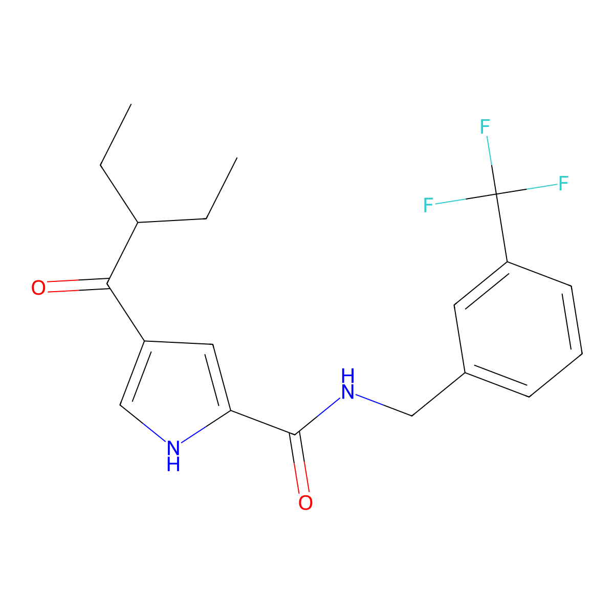 4-(2-ethylbutanoyl)-N-[3-(trifluoromethyl)benzyl]-1H-pyrrole-2-carboxamide molecular structure, CAS 439112-08-0