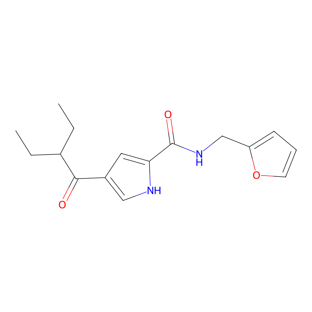4-(2-ethylbutanoyl)-N-(2-furylmethyl)-1H-pyrrole-2-carboxamide molecular structure, CAS 439112-09-1