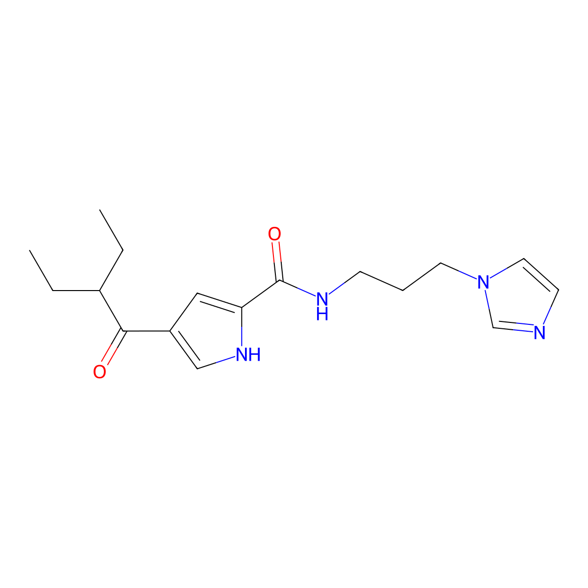 4-(2-ethylbutanoyl)-N-[3-(1H-imidazol-1-yl)propyl]-1H-pyrrole-2-carboxamide molecular structure, CAS 439112-10-4