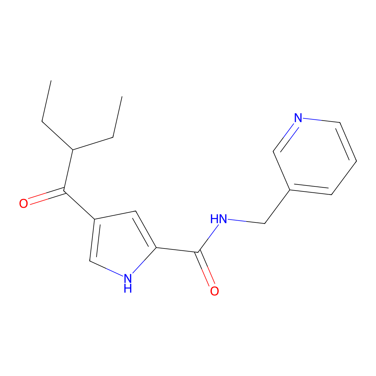 4-(2-ethylbutanoyl)-N-(3-pyridinylmethyl)-1H-pyrrole-2-carboxamide molecular structure, CAS 439112-11-5