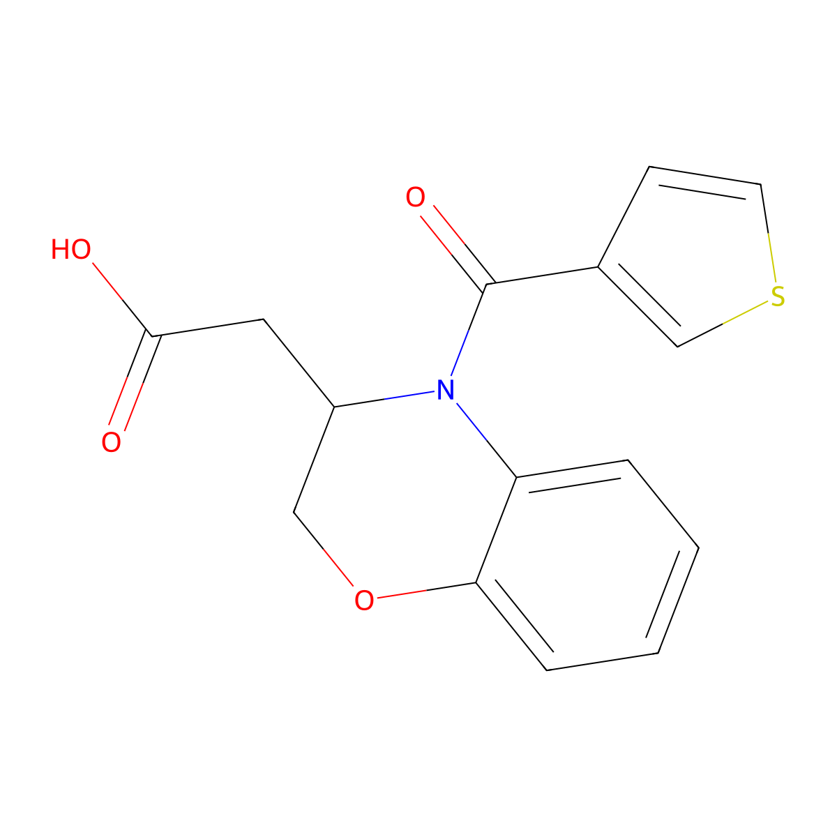 2-[4-(3-thienylcarbonyl)-3,4-dihydro-2H-1,4-benzoxazin-3-yl]acetic acid molecular structure, CAS 439112-16-0