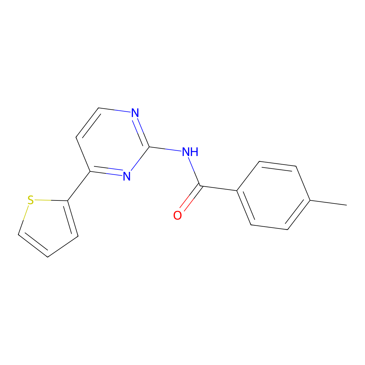 4-methyl-N-[4-(2-thienyl)-2-pyrimidinyl]benzenecarboxamide molecular structure, CAS 439112-20-6