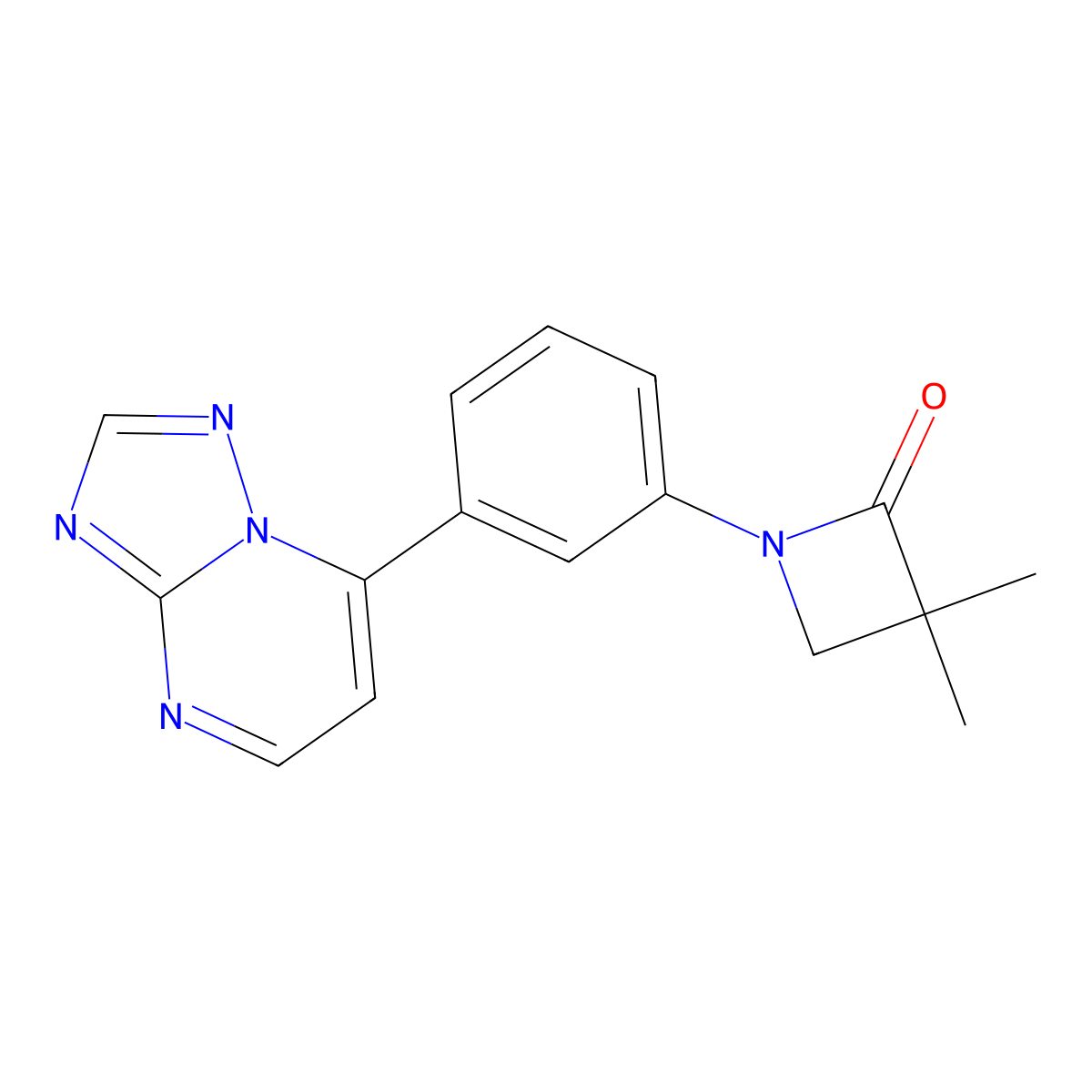 3,3-Dimethyl-1-(3-[1,2,4]triazolo[1,5-a]pyrimidin-7-ylphenyl)-2-azetidinone molecular structure, CAS 439112-24-0