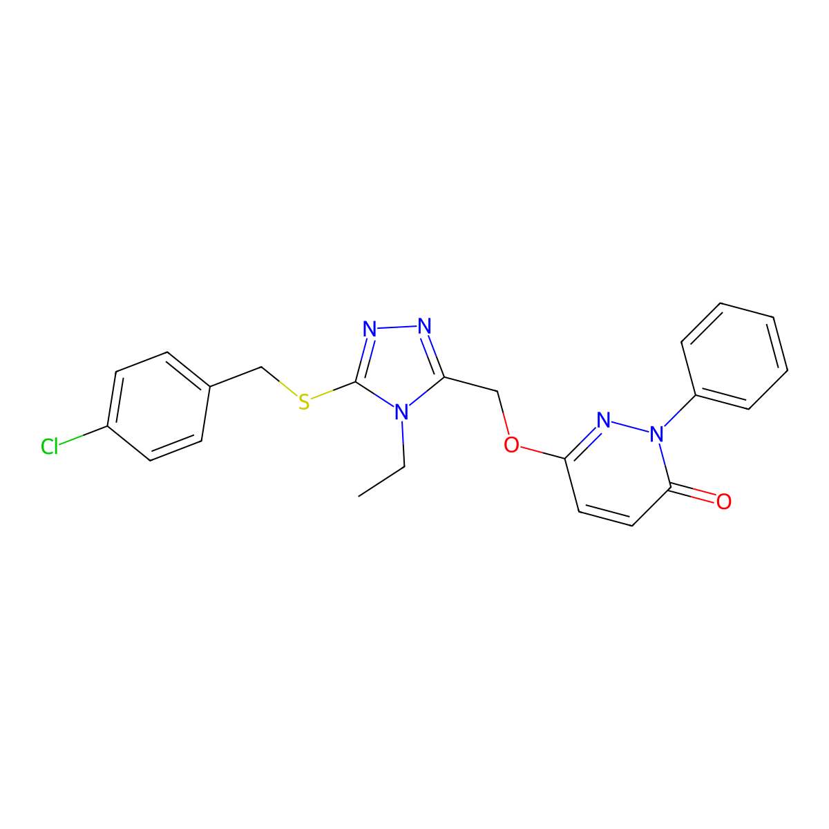 6-({5-[(4-chlorobenzyl)sulfanyl]-4-ethyl-4H-1,2,4-triazol-3-yl}methoxy)-2-phenyl-3(2H)-pyridazinone molecular structure, CAS 439112-35-3