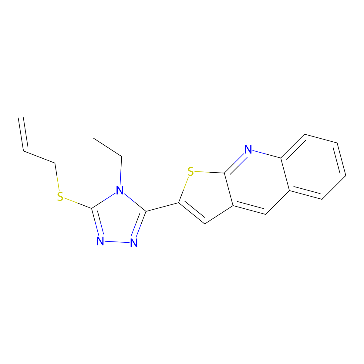 allyl 4-ethyl-5-thieno[2,3-b]quinolin-2-yl-4H-1,2,4-triazol-3-yl sulfide molecular structure, CAS 439112-36-4