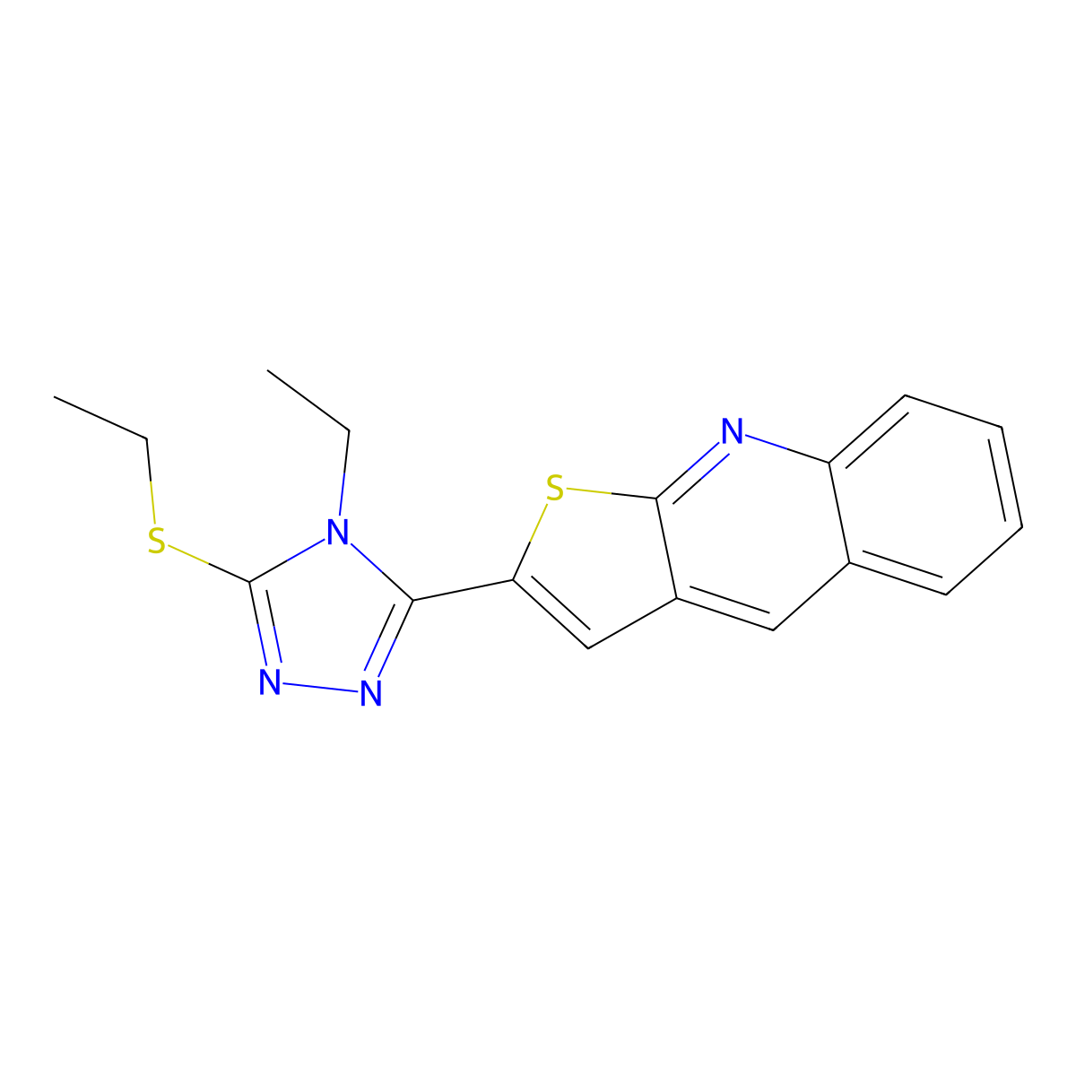 ethyl 4-ethyl-5-thieno[2,3-b]quinolin-2-yl-4H-1,2,4-triazol-3-yl sulfide molecular structure, CAS 439112-37-5