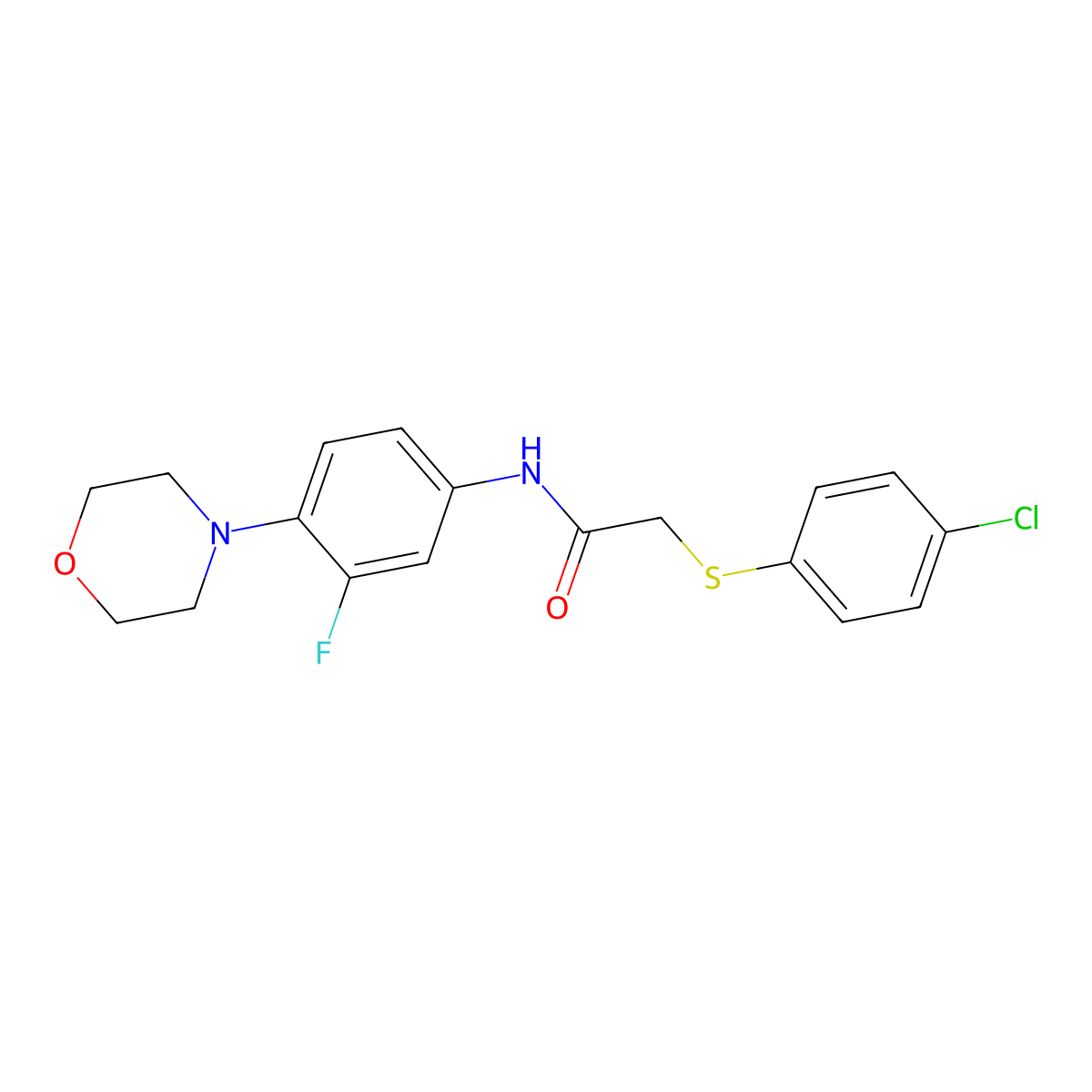 2-[(4-chlorophenyl)sulfanyl]-N-(3-fluoro-4-morpholinophenyl)acetamide molecular structure, CAS 439112-45-5
