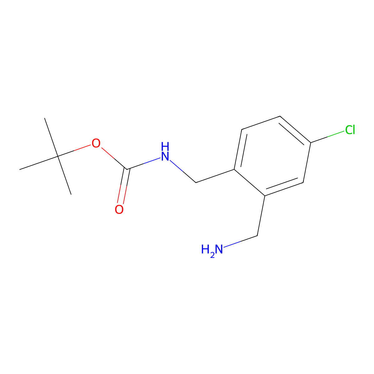 Tert-butyl 2-(aminomethyl)-4-chlorobenzylcarbamate molecular structure, CAS 439116-15-1