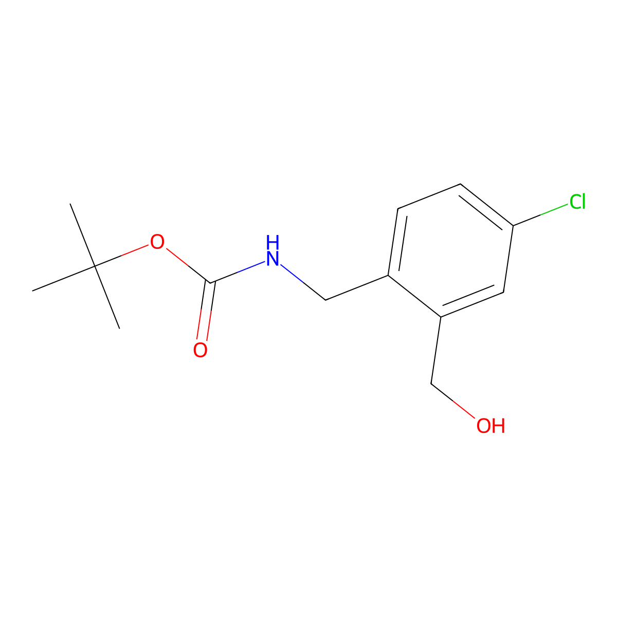 Tert-butyl 4-chloro-2-(hydroxymethyl)benzylcarbamate molecular structure, CAS 439117-40-5