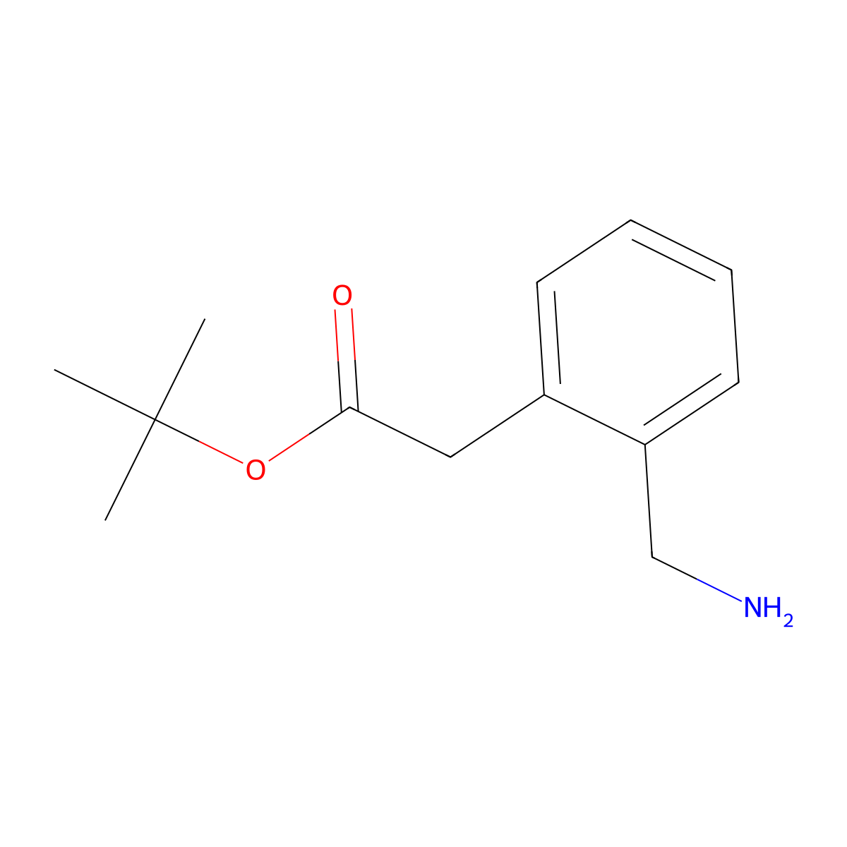 Tert-butyl 2-[2-(aminomethyl)phenyl]acetate molecular structure, CAS 439118-43-1