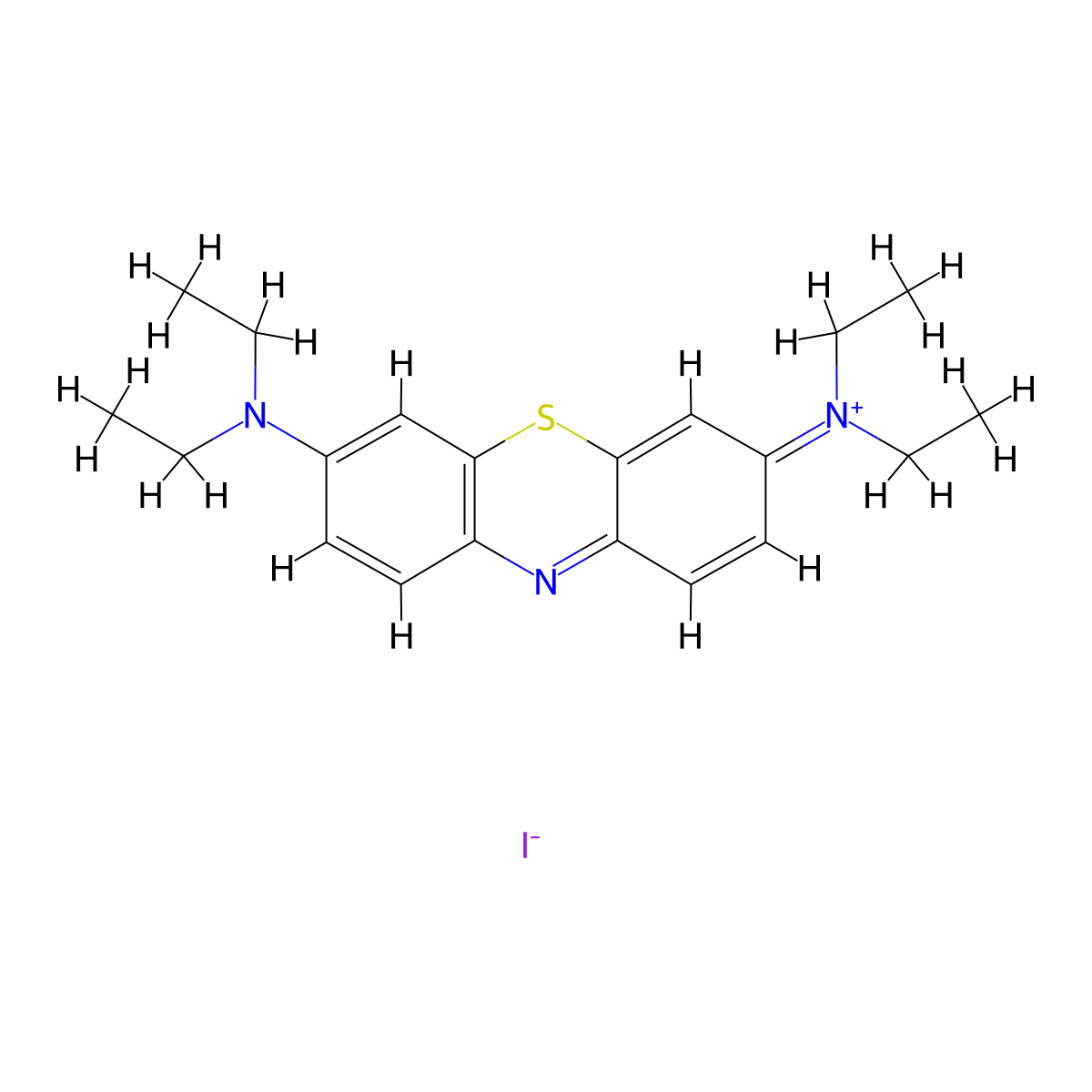 3,7-Bis(diethylamino)phenothiazin-5-ium iodide molecular structure, CAS 439119-93-4