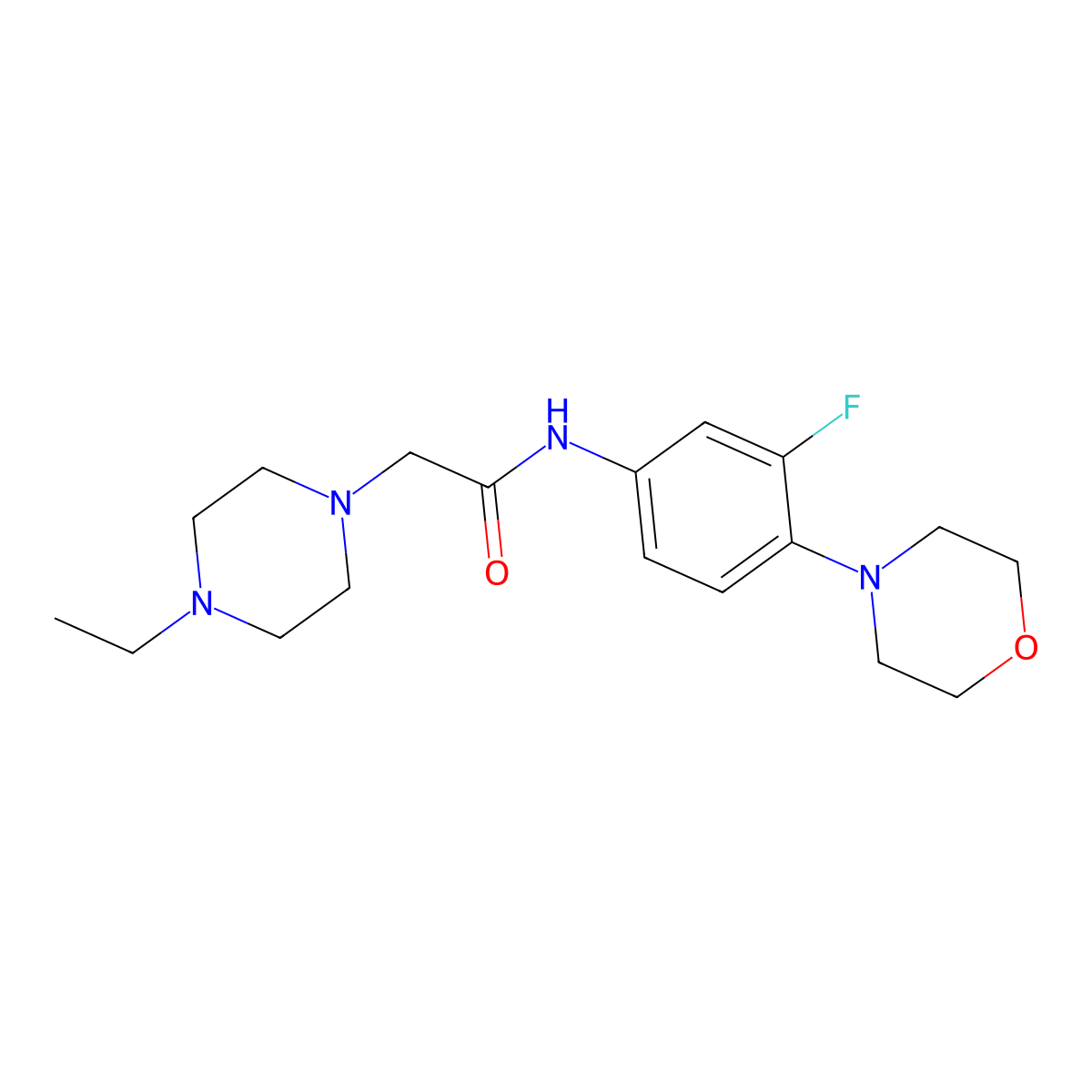 2-(4-ethylpiperazino)-N-(3-fluoro-4-morpholinophenyl)acetamide molecular structure, CAS 439120-47-5
