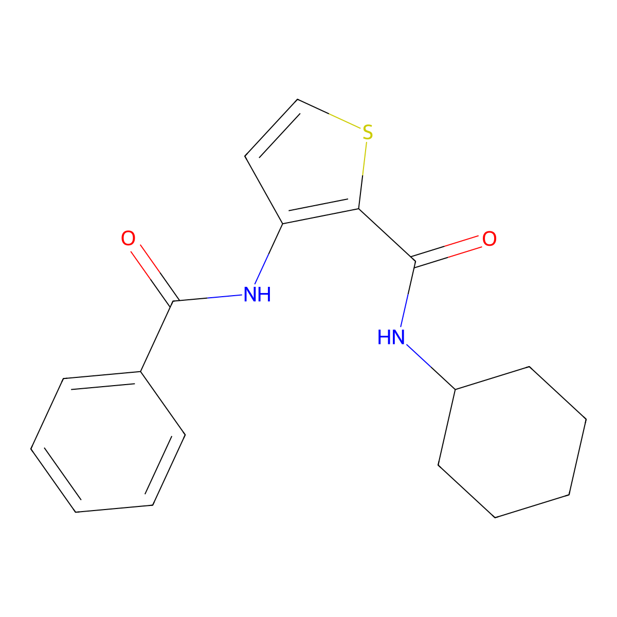 3-benzamido-N-cyclohexylthiophene-2-carboxamide molecular structure, CAS 439120-49-7