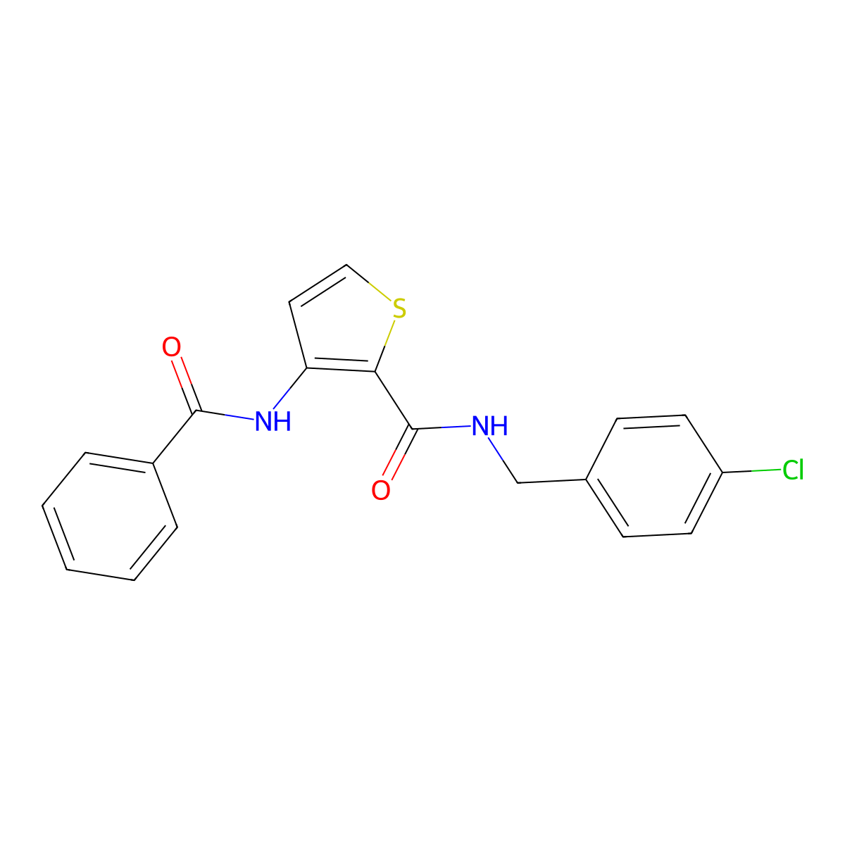 3-benzamido-N-[(4-chlorophenyl)methyl]thiophene-2-carboxamide molecular structure, CAS 439120-52-2