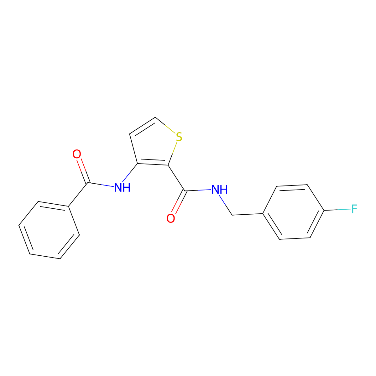 3-benzamido-N-[(4-fluorophenyl)methyl]thiophene-2-carboxamide molecular structure, CAS 439120-54-4