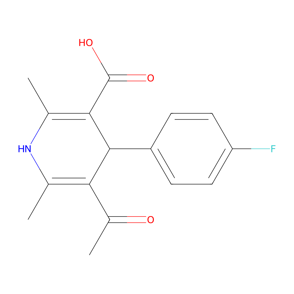 5-acetyl-4-(4-fluorophenyl)-2,6-dimethyl-1,4-dihydropyridine-3-carboxylic Acid molecular structure, CAS 439120-58-8