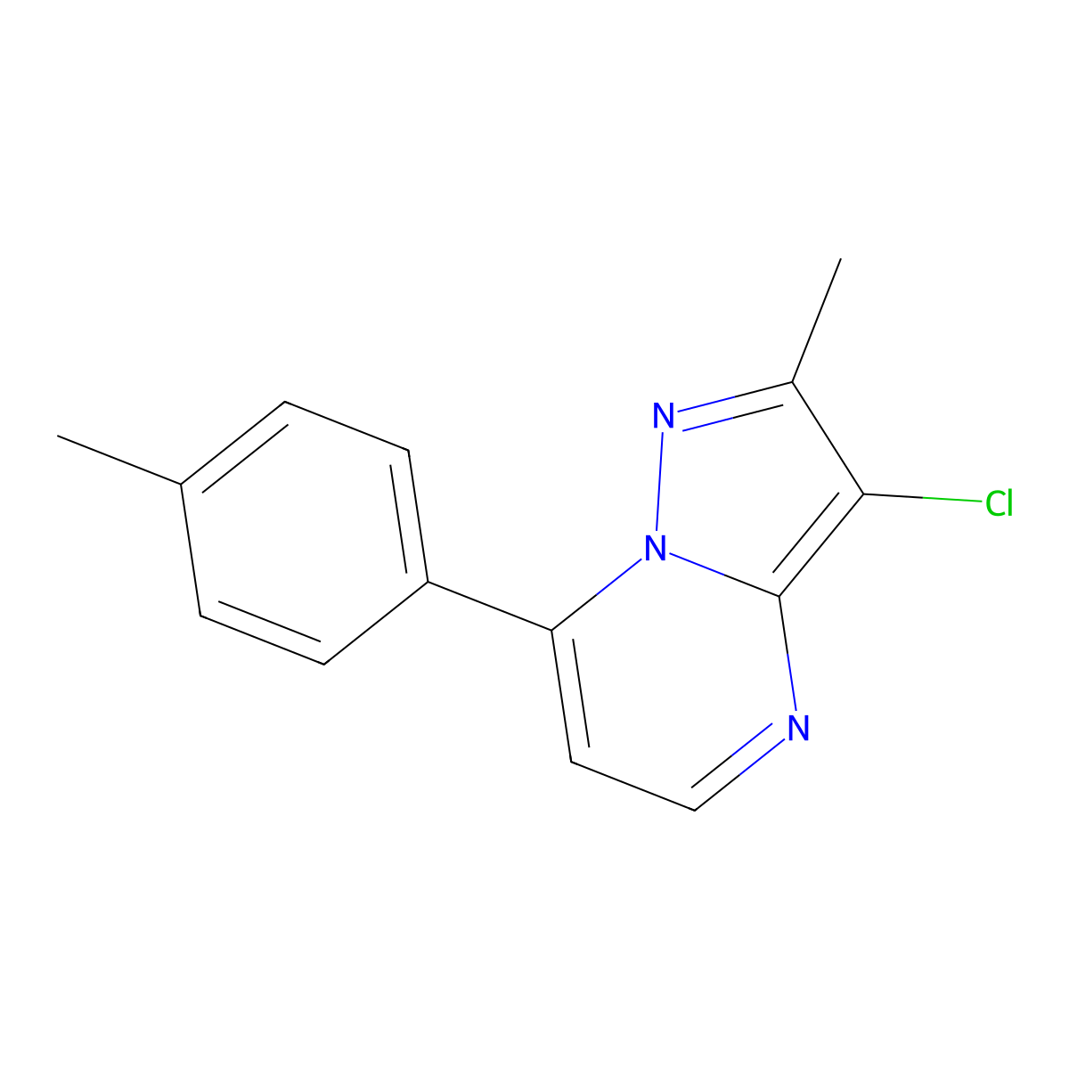 3-Chloro-2-methyl-7-(4-methylphenyl)pyrazolo[1,5-a]pyrimidine molecular structure, CAS 439120-60-2