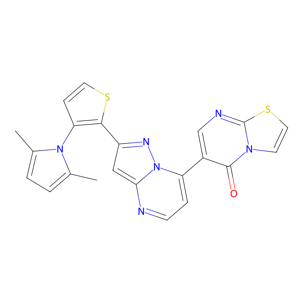 6-(2-[3-(2,5-Dimethyl-1H-pyrrol-1-YL)-2-thienyl]pyrazolo[1,5-A]pyrimidin-7-YL)-5H-[1,3]thiazolo[3,2-A]pyrimidin-5-one molecular structure, CAS 439120-63-5