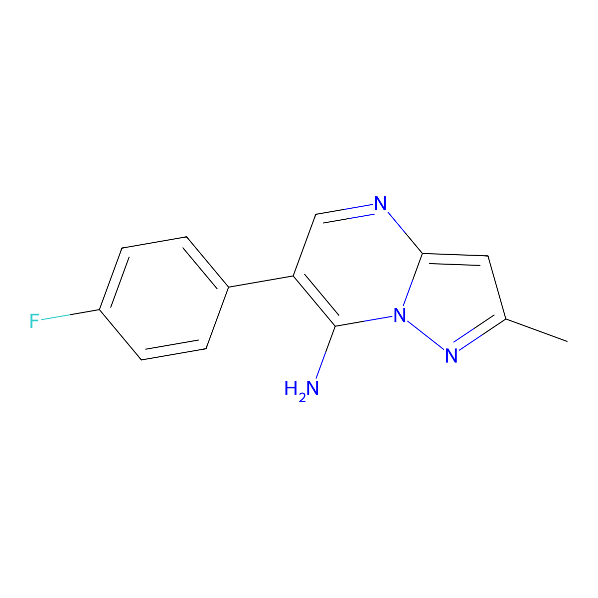 6-(4-Fluorophenyl)-2-methylpyrazolo[1,5-a]pyrimidin-7-amine molecular structure, CAS 439120-67-9
