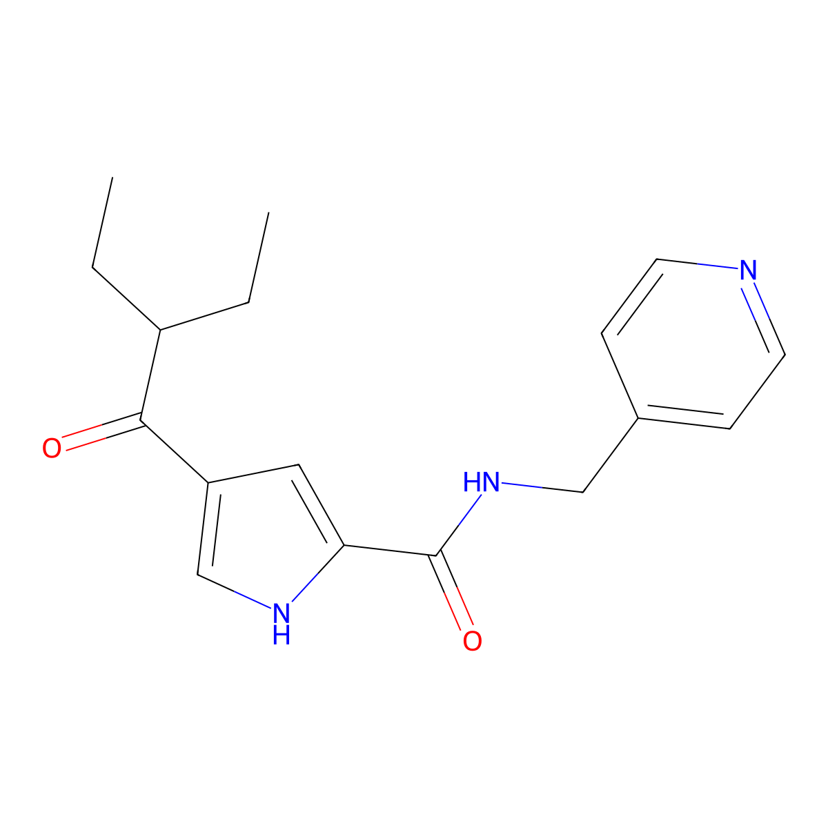 4-(2-Ethyl-1-oxobutyl)-N-(4-pyridinylmethyl)-1H-pyrrole-2-carboxamide molecular structure, CAS 439120-68-0