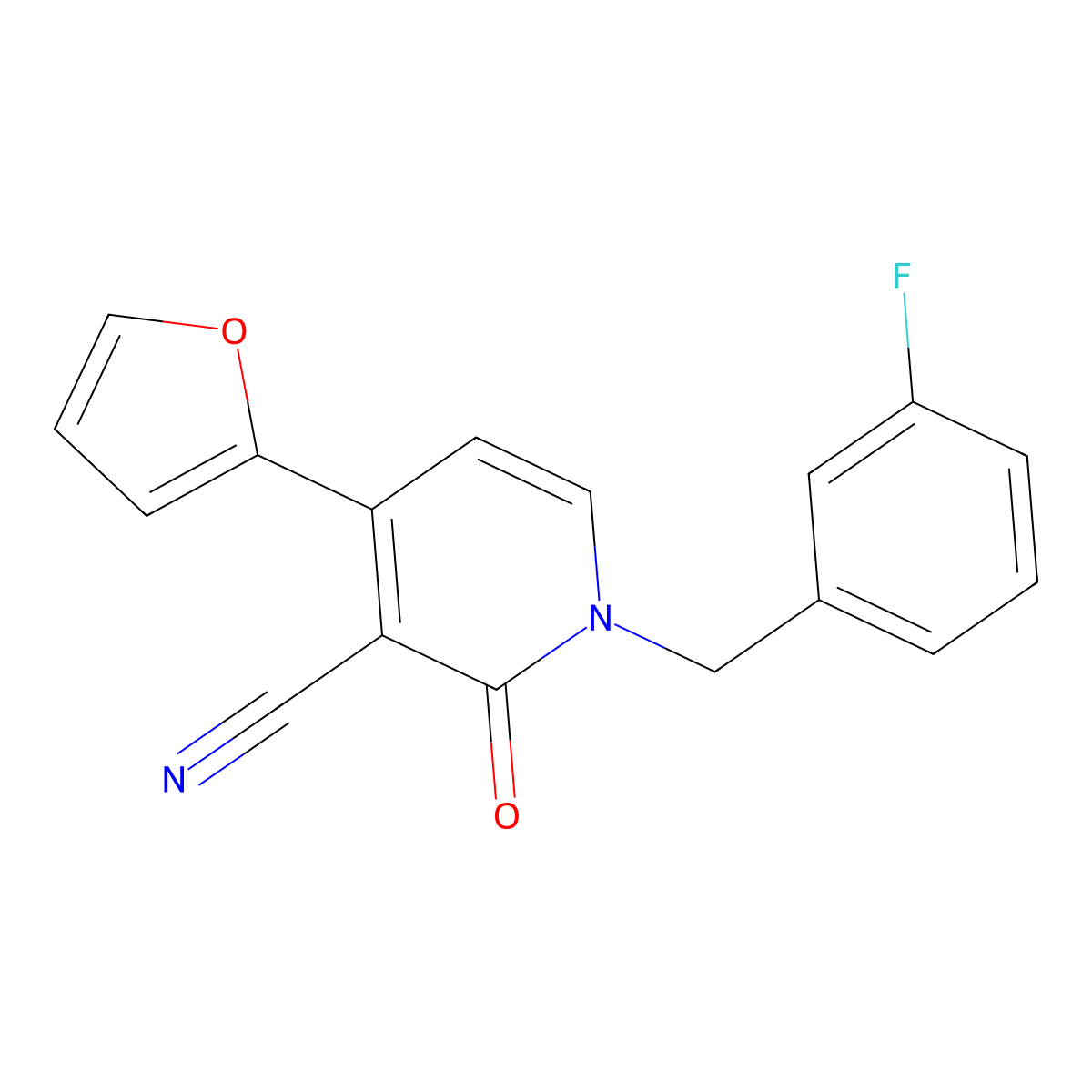 1-(3-Fluorobenzyl)-4-(2-furyl)-2-oxo-1,2-dihydro-3-pyridinecarbonitrile molecular structure, CAS 439120-70-4