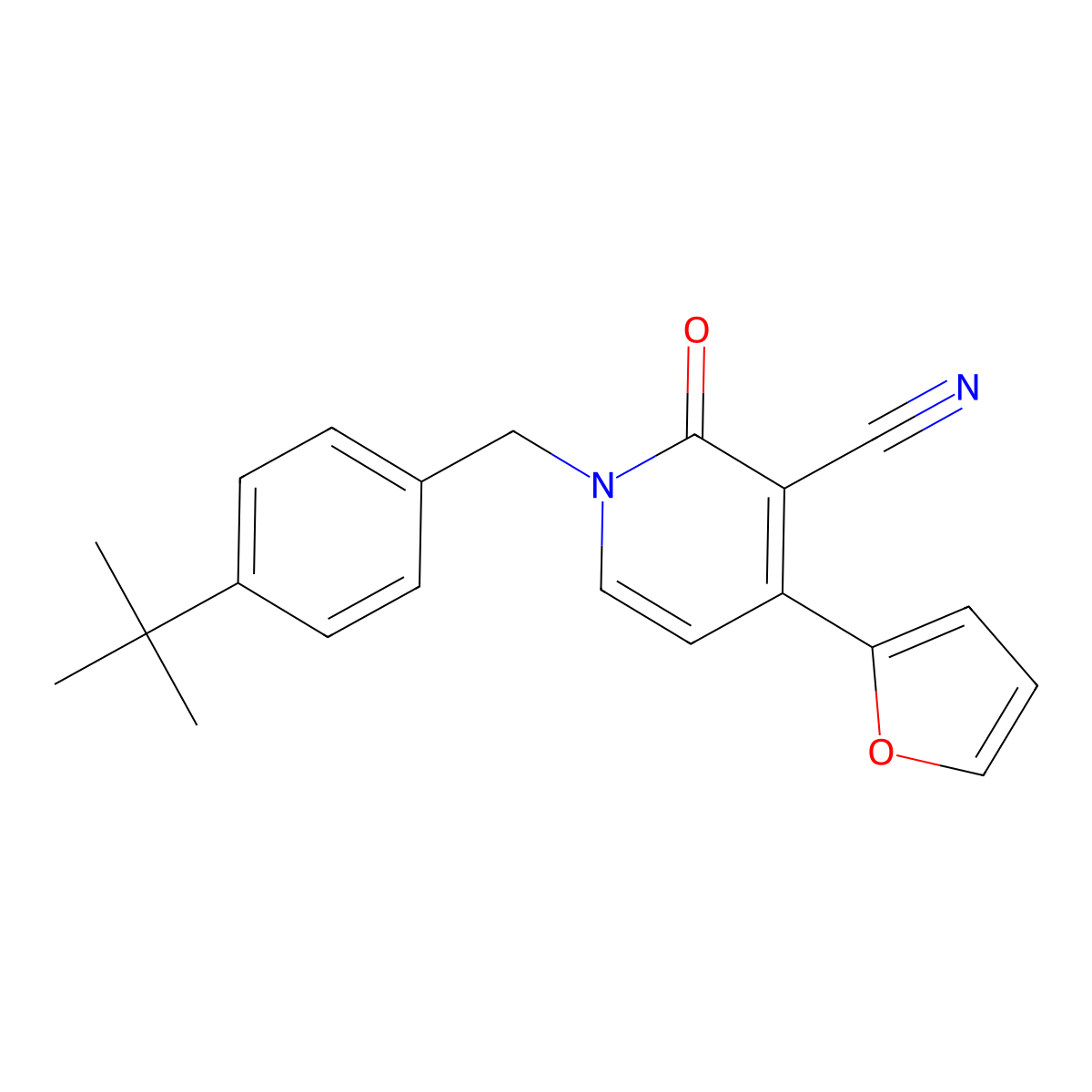 1-[4-(Tert-butyl)benzyl]-4-(2-furyl)-2-oxo-1,2-dihydro-3-pyridinecarbonitrile molecular structure, CAS 439120-71-5
