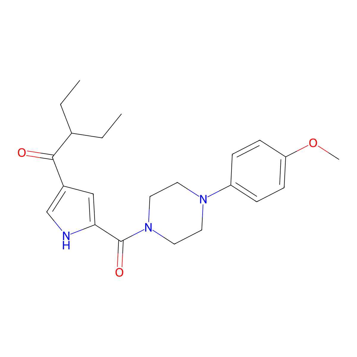 2-ethyl-1-(5-{[4-(4-methoxyphenyl)piperazino]carbonyl}-1H-pyrrol-3-yl)-1-butanone molecular structure, CAS 439120-72-6