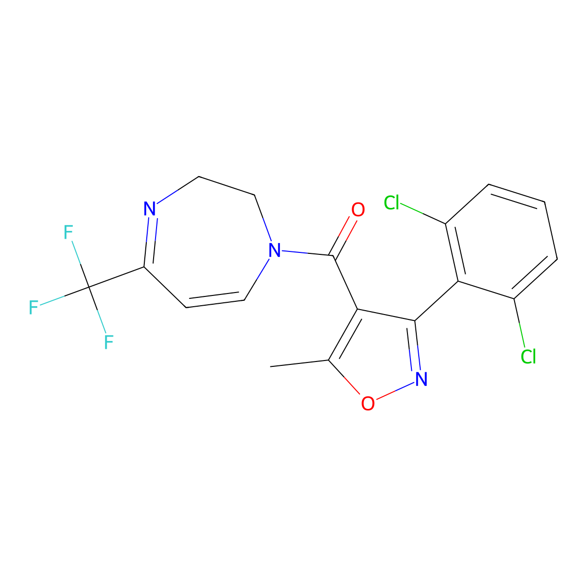 [3-(2,6-dichlorophenyl)-5-methyl-4-isoxazolyl][5-(trifluoromethyl)-2,3-dihydro-1H-1,4-diazepin-1-yl]methanone molecular structure, CAS 439120-73-7